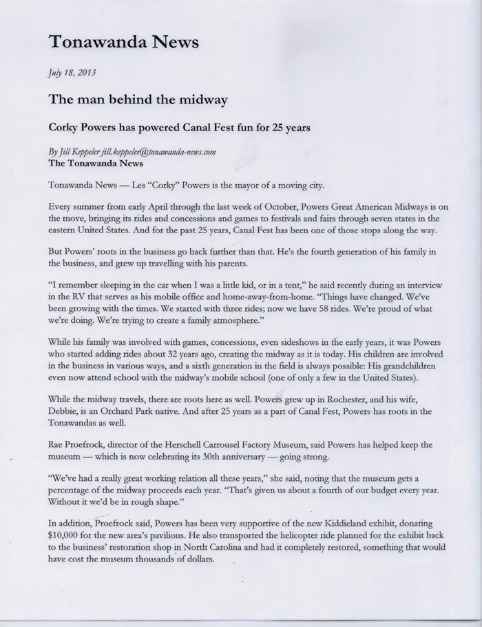 Powers Great American Midways - Tonawanda News